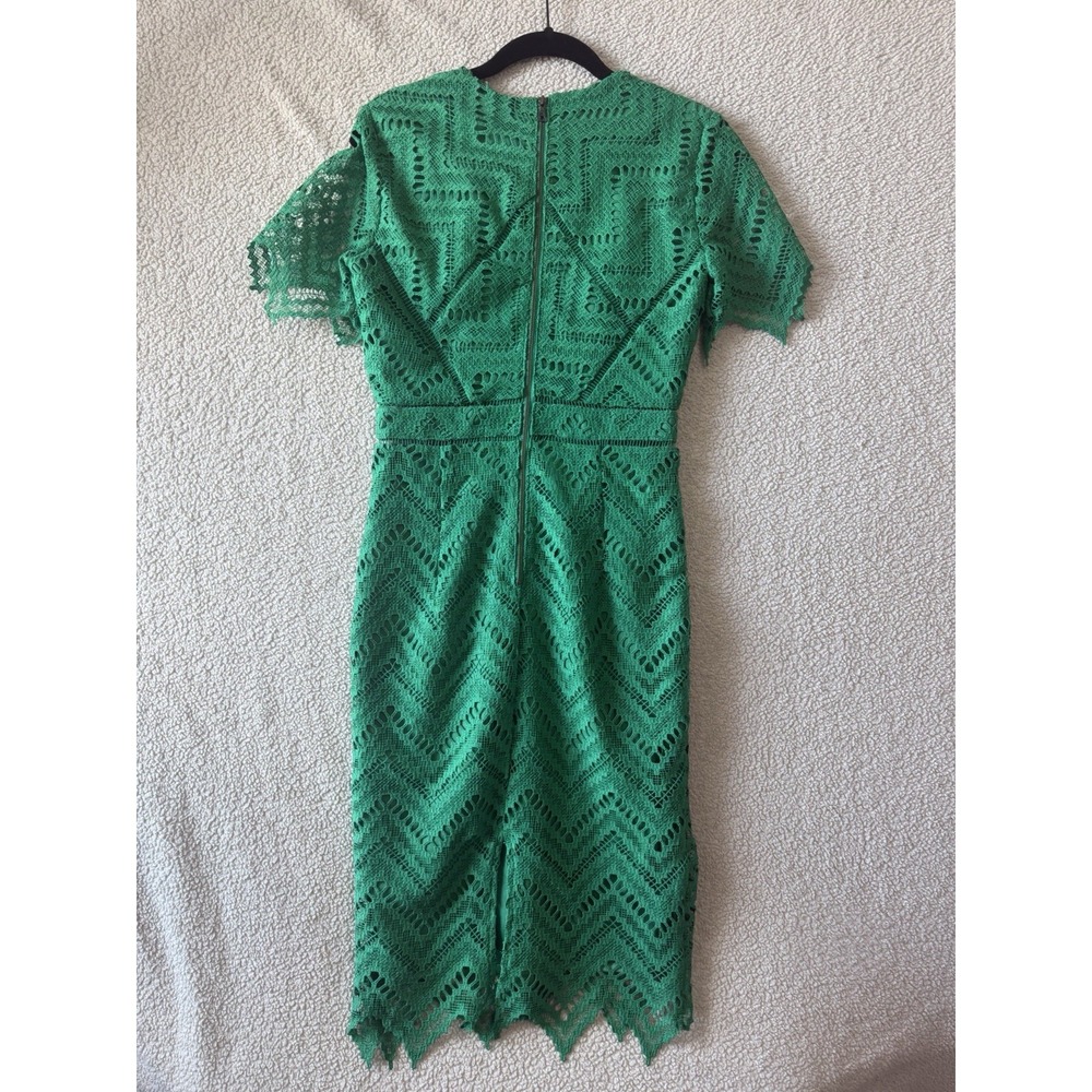 Bardot Green Lace Dress Size XS Sheath Short Sleeve Zip Back Elegant - Picture 2 of 9